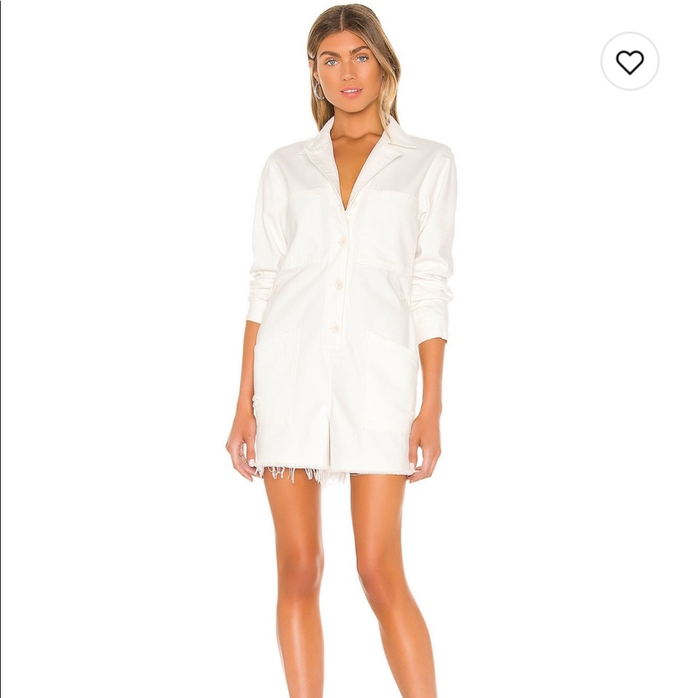 White Pistola Long Sleeve Jean Romper